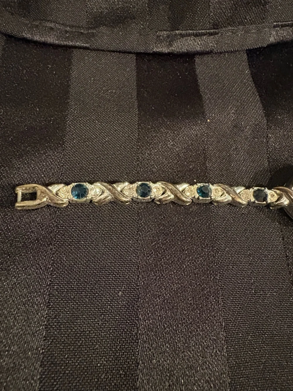 Classic Women's Silver Bracelet Watch with Blue Stones and Crystals